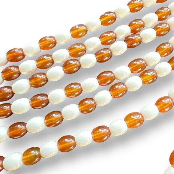 AVON vintage LUCITE bead multi strand COSMOPOLITAN cream brown bead necklace 21" - Picture 6 of 8